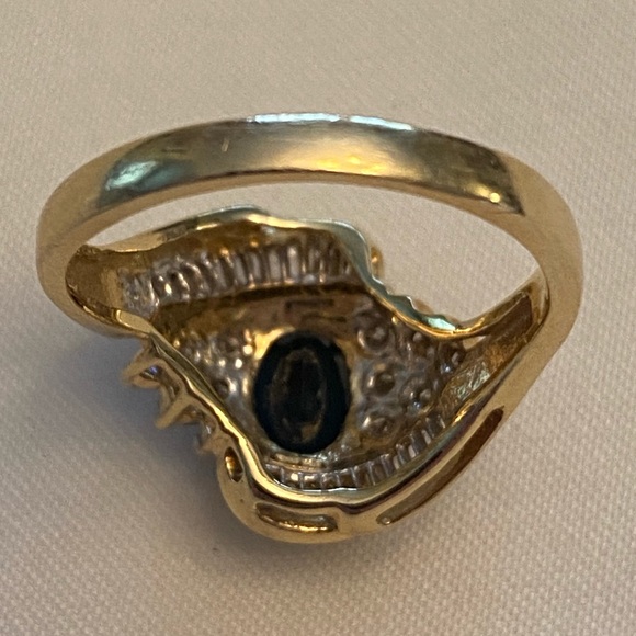 Natural 1.99 Cts Sapphire & Diamond Cluster 14K Yellow Gold Ring Sz 9.5 - Picture 7 of 11